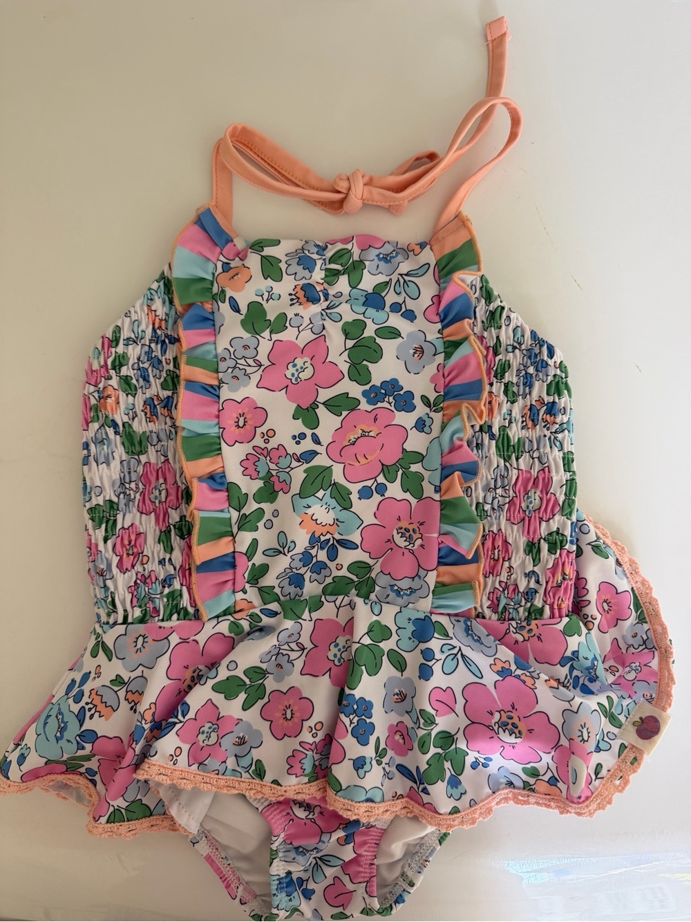 Cheeky Plum Toddlwr Floral Ruffle One-Piece Swimsuit - Pink Multi